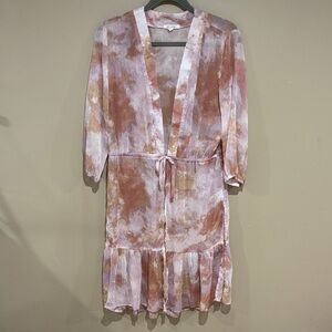 Tie dye tie front kimono duster